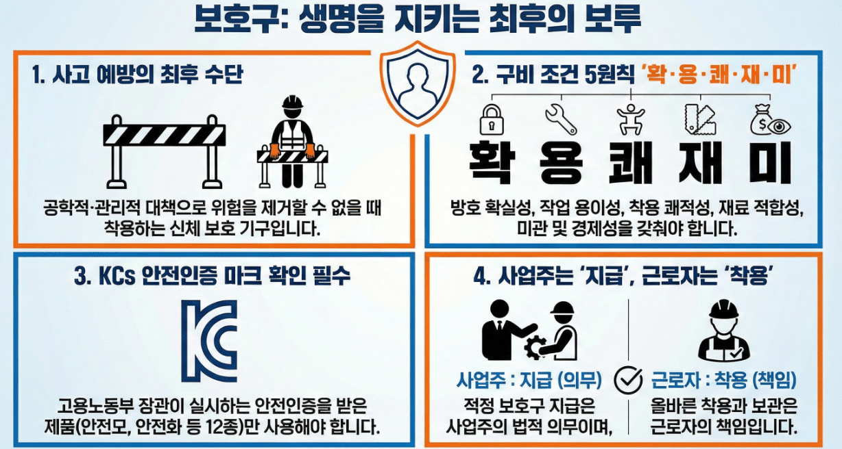 건설안전기술사 보호구 정의 및 구비조건 5원칙 확용쾌재미