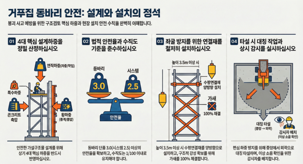 거푸집 동바리 안전 설계와 설치 인포그래픽