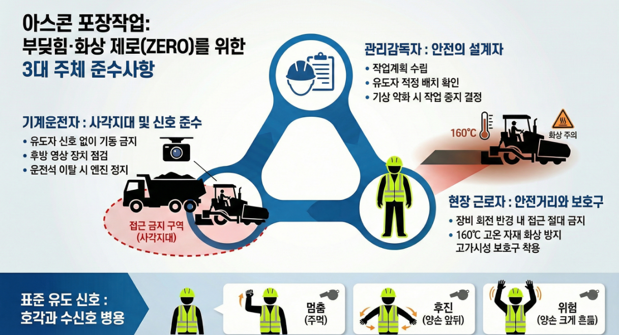 아스콘 포장작업 시 준수사항 인포그래픽