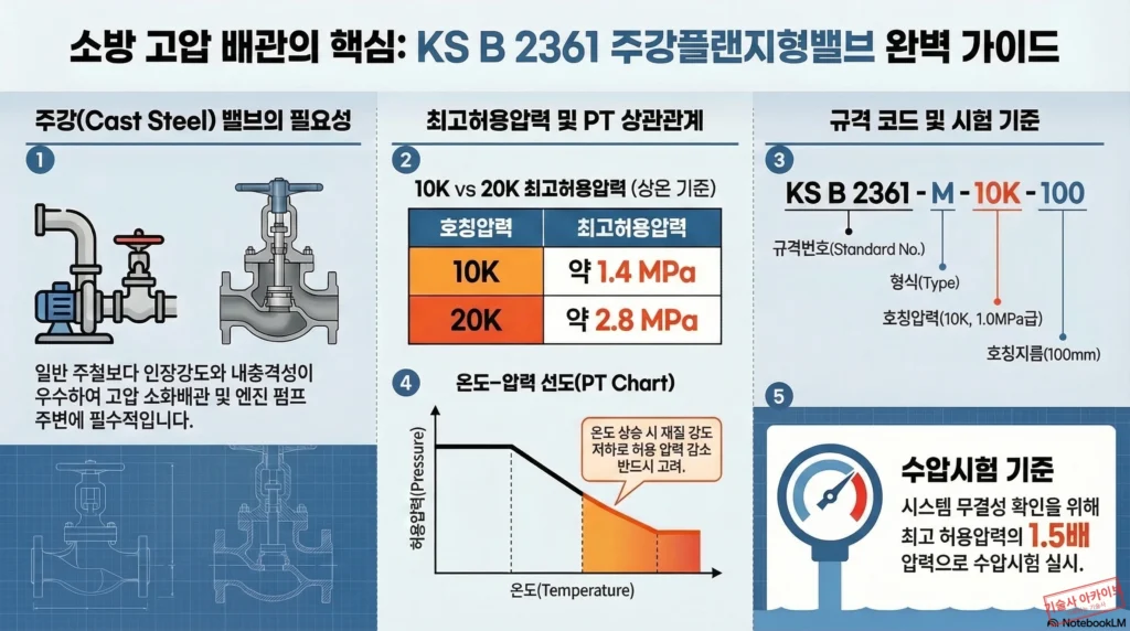 주강플랜지형밸브 소방 배관 가이드 인포그래픽