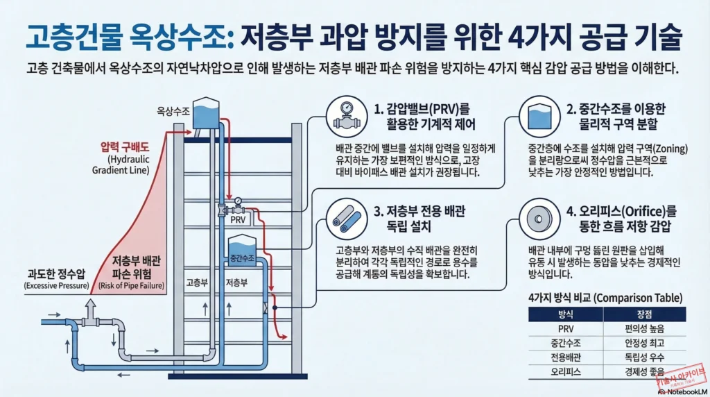 고층건물 저층부 과압 방지 기술 인포그래픽