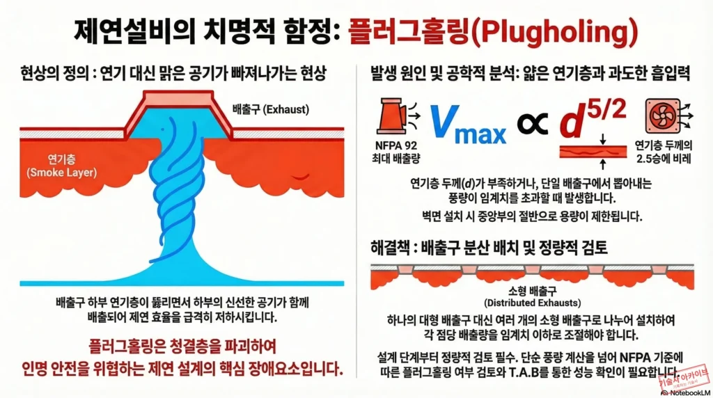 제연설비의 치명적 함정 플러그홀링 인포그래픽
