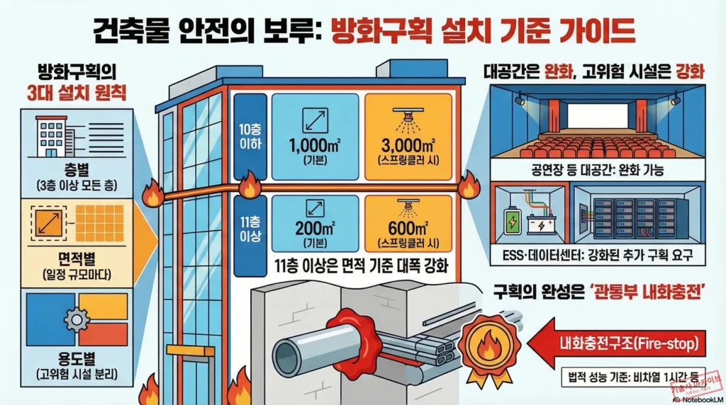 건축물 방화구획 설치 기준 가이드 인포그래픽