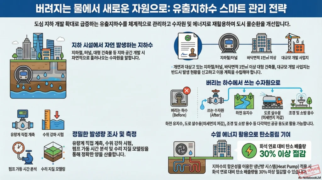 유출지하수 스마트 관리 전략 인포그래픽