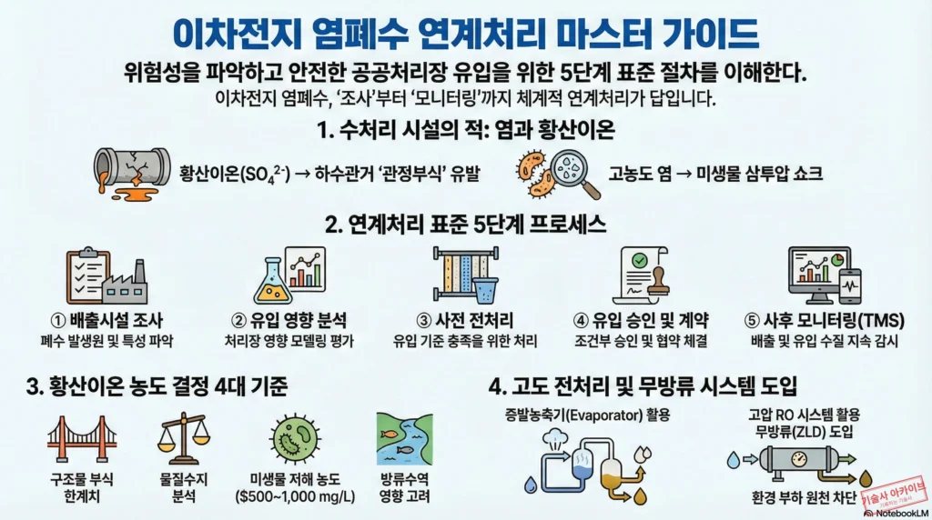 이차전지 염폐수 연계처리 마스터 가이드 인포그래픽