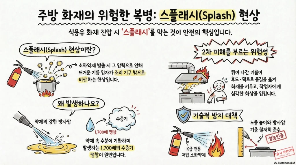 주방 화재 스플래시 현상 주의 인포그래픽