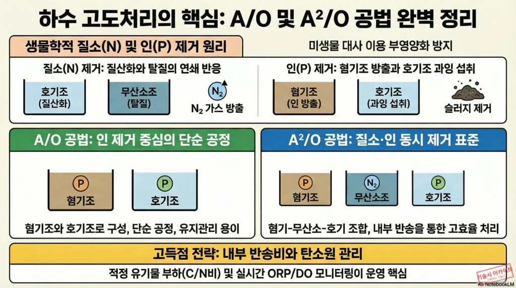 하수 고도처리 공법 핵심 정리 인포그래픽